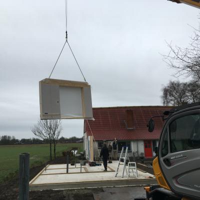 Plaatsen HSB-wanden begane grond